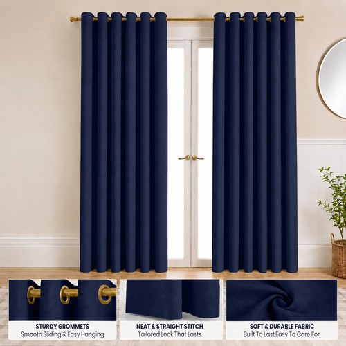 Navy blue blackout curtains - navy,