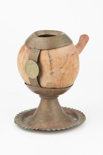 Vintage Carved Gourd For Yerba Mate/Tea with Copper Republica De Chile Coin