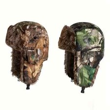 Camo Camouflage Trappers Hat Faux Fur lining Winter Windproof Shooting Fishing