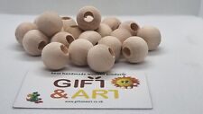 20mm WOODEN Natural Craft Beads Balls With 8mm Halfway or All way through HOLE