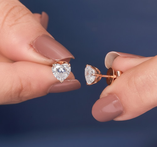 Diamond earrings heart cut - diamond,