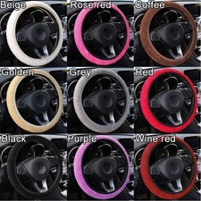Winter Anti-Slip Warm Plush Car Steering Wheel Cover Pearl Velvet Soft UK