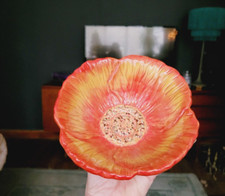 FLEUR ROUGE French country Orange poppy Cereal Dessert Bowl 7" diameter