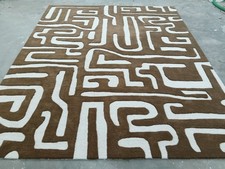 Kubra Noble Brown/White Hand Tufted 100% NZ Wool Area Rug For Living Room