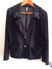black velvety evening jacket 14 beaded lapels pockets