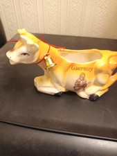 Vintage Guernsey Cow  Creamer Jug ~~ Peacefully Sitting ~~ Big Lovely Eyes
