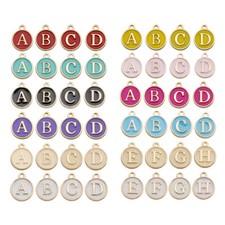 Letter Charms Enamel Alphabet Pendant Initial A-Z 2 Sided For Jewellery Making
