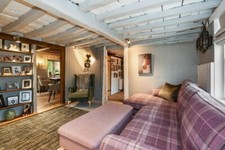 Chesterfield Queen Anne Wing Back Chair in Fabric Wool Herringbone and Leather