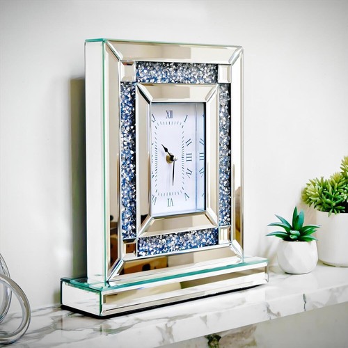 Mirrored desk clock crushed - mirrored,