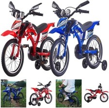 Kids Bike 16/18 inch Moto Style Boys Girls Bicycle Cycling Removable Stabilisers