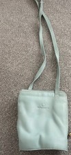 Smith & Canova Pale Blue Leather Crossover Shoulder Bag Zip compartments
