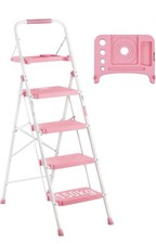 BONTEC 4 Step Ladder with Wide Anti-Slip Pedals, Folding Step Stool Capacity and