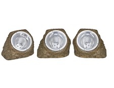 Home Set Of 3 LED Solar Rock Lights - 1 Year Guarantee