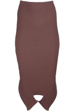 ANDREA ADAMO BROWN KNIT MIDI SKIRT XSMALL