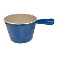 Vintage Le Creuset Cast Iron Fondue Pan – Blue Ceramic Coated Pot - Oven Safe
