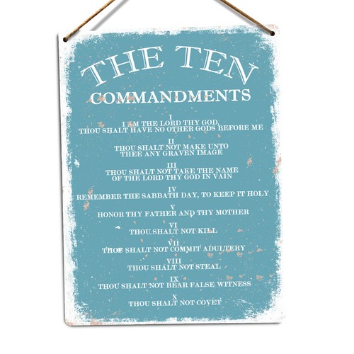 Metal wall sign - wall, ten