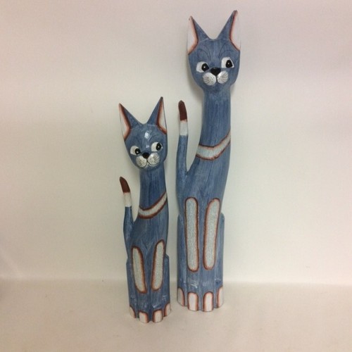 Wooden cats hand carved - wooden,