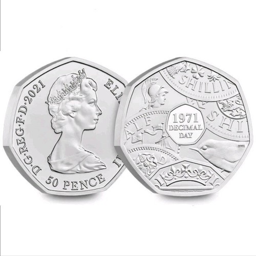 2021 decimal day - 50p, fifty