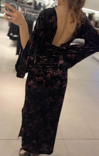 Zara black floral draped - floral, open