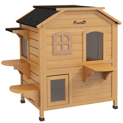 Pawhut story cat house - pawhut 2-story,