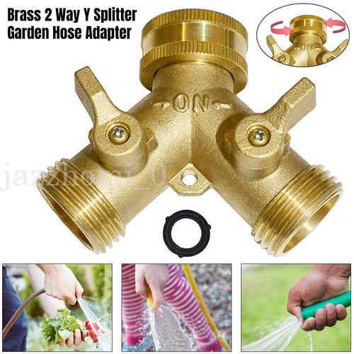Brass way splitter - brass, garden
