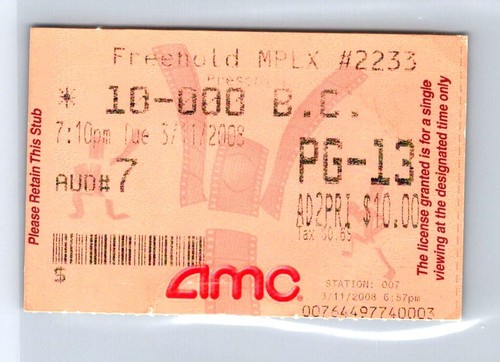 000 movie ticket stub - 10,000,