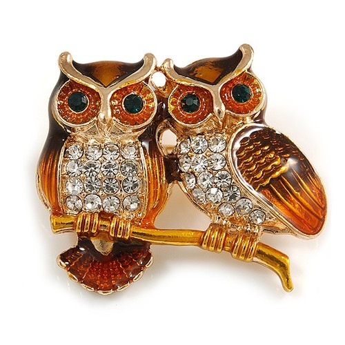 Two clear crystal brown enamel - crystal,