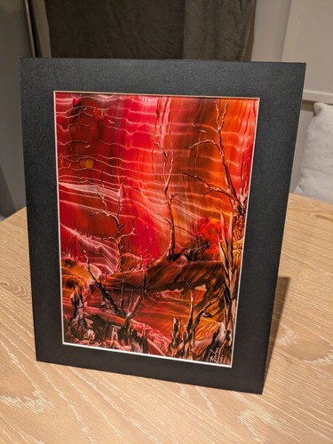 Encaustic wax art forest fire - encaustic, (forest