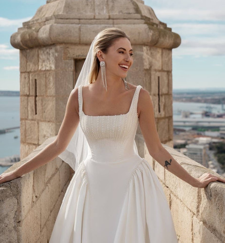Basque mikado wedding dress - mikado,