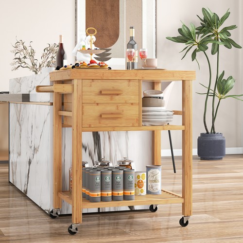 Rolling bamboo kitchen island - rolling,