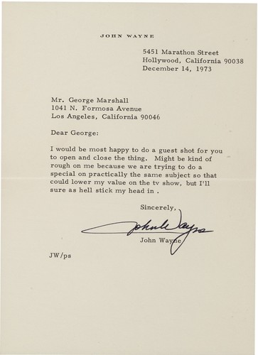 John wayne signed letter - wayne,