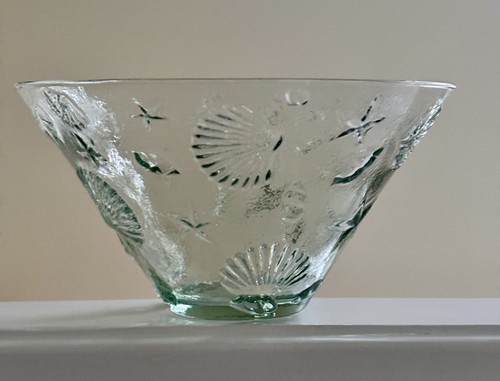 Large glass bowl with - with, embossed