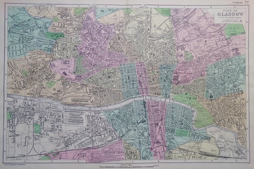 Antique map glasgow scotland - antique, glasgow,