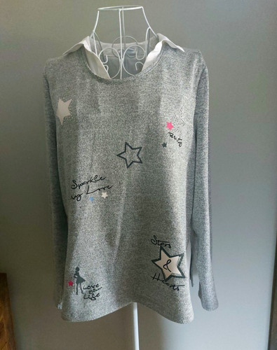 Grey round neck star - grey,