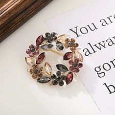 Flowers crystals brooch - flowers,
