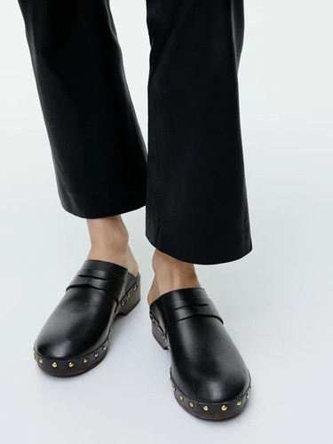 Arket black leather clogs