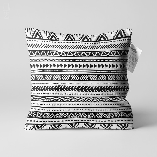Black white cushion cover - black,