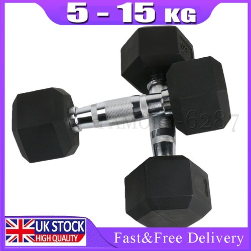 Hex dumbbells cast - hex, rubber