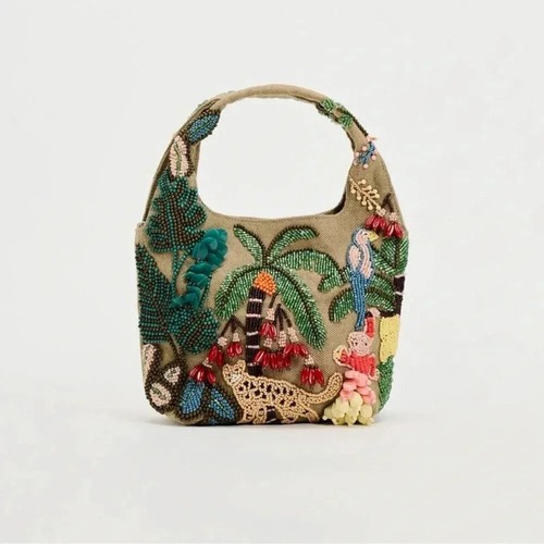 Nwt zara beaded mini bucket - beaded,