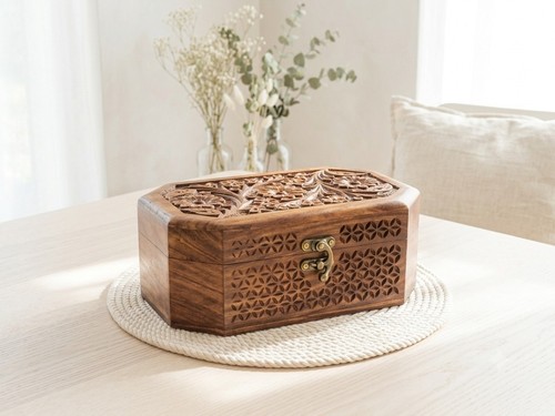 Hand crafted wooden trinket - hand,