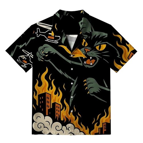 Men cat graphic hawaiian - men's,