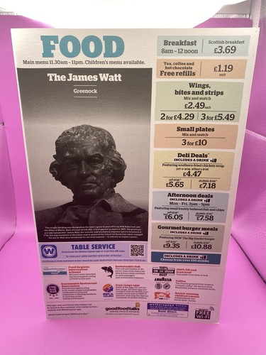 Wetherspoon menu the james - the,