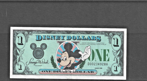 Disney dollars 1988 one - dollars, dollar