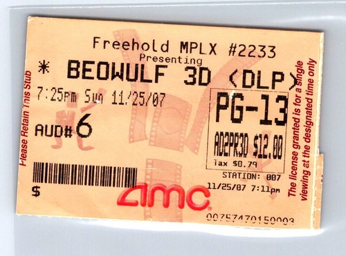 Beowulf movie ticket stub - movie,