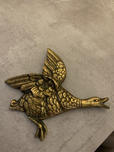 Vintage brass flying - , duck