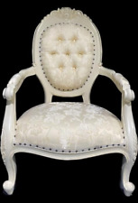 Chatsworth chair w arms antique white cream fabric wedding home bedroom lounge