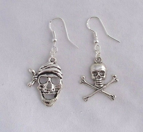 Tibetan silver pirate - silver, earrings