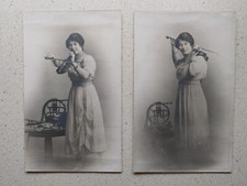 Two Vintage Lady and Violin, French Horn cards. T.I.C. Thomas Illingworth & Co.