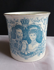 Rare Blue White George V Coronation 1911 Mug Balmoral Windsor Dreadnought