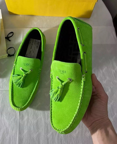 Fendi neon green suede loafers - suede,